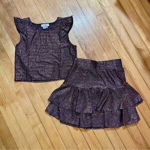 By Debra Junior Black and Pink Metallic Skirt Set